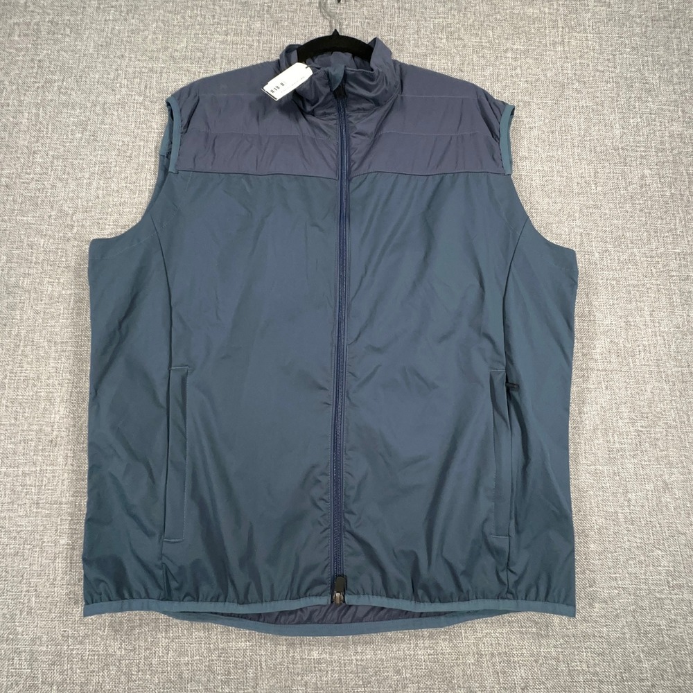 johnnie-O Clutch Golf Vest Mens Large Wake Blue Quilted Full Zip JMVT1330 NEW
